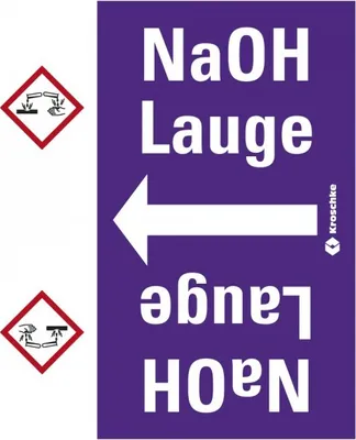Produktbild von Dreifke® Rohrleitungsband NaOH, praxisbewährt, ab Ø 50mm, violett/weiß, 33m/R...
