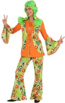 Produktbild von O9325-46-48 Hippie Kostüm Flowerpowerkostüm Discokostüm Gr.46-48