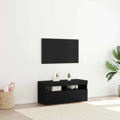 Immagine prodotto di Maison Exclusive - Mobile TV 90 x 35 x 40 cm, colore nero, finitura effetto legno di quercia, realizzato in materiale composito