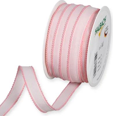 Produktbild von Dekoband Baumwolloptik hellrosa rosa 15 mm x 25 m