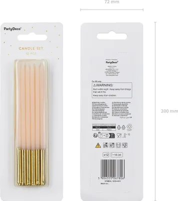 Lange Geburtstagskerzen 14cm glatt 12er Set Beige