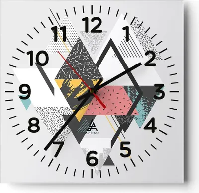 Produktbild von Wanduhr - Quadrat - Glasuhr - Abstraktion modern - 30x30cm - Schleichendes Uhrwerk - Lautlos - zum Aufhängen bereit - Dekoration Modern - Wanddekoration aus Glas - C4AC30x30-3793