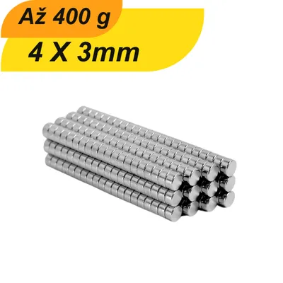 Produktbild von Balenie 100 ks 4 mm x 3 mm neodýmových mini magnetov okrúhlych N38 extra silných malých magnetov, vhodných na biele tabule, chladničky, magnetické tabule a mnoho ďalšieho