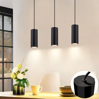 Produktbild von ZMH Pendelleuchte Schwarz Metall 3 Ecikg Flammig Hängelampe Pendellampe GU10 Modern Hängeleuchte für Wohnzimmer Esszimmer Küche Schlafzimmer
