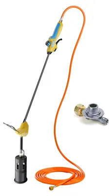 Produktbild von GLORIA Gasbrenner Thermoflamm Professional E+ Turbo Set, Unkrautvernichter & Abflammgerät für große Flächen, Unkrautbrenner für Gasflasche