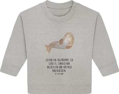 Produktbild von Mr. & Mrs. Panda Organic Baby Pullover Robbe Lachen 12. - 18. Monat - Heather Grey - Geschenk, Lustige Sprüche, Bullover, Seehund, Strand, Robben, Nordsee, Ostsee