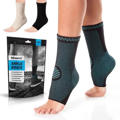 Produktbild von POWERLIX Sprunggelenkbandage 2 Stück, Professionelle Knöchelbandage, Kompressionssocken Fußbandage für sport, Blau, M