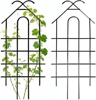 Productafbeelding van Tuinhekwerk Klimplanten - Plantensteun Rozenboog - Planten Ondersteunen - Robuuste Metalen Constructie - 50 cm Hoog - Zwart
