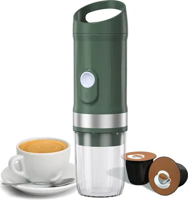 Obrázek produktu pro Přenosný elektrický kávovar na espresso, bezdrátový, pro ohřev a přípravu za studena, mini kávovar na jednu porci kávy o objemu 3 oz s kávovým práškem 3 v 1 / kapslemi / kapslemi DG, tlak čerpadla 20 barů, dobíjecí baterie 9600 mAh