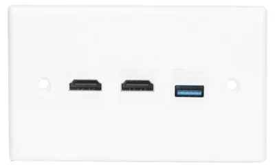 Produktbild von 2 HDMI-Anschlüsse + USB 3.0-Anschluss, US-Standard-Wandplatte für Zuhause