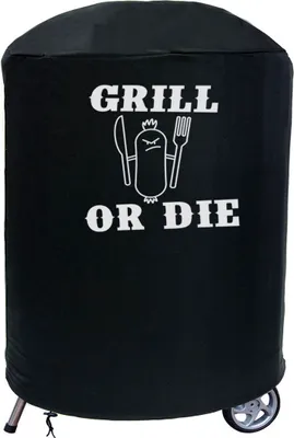 Produktbild von Delux Kugelgrill-Abdeckung, rund (59-69 cm x 90 cm), wasserdicht, BBQ-Schutz, Outdoor-Grill, Garten, Terrasse, Motiv Grill Or Die,  [084]