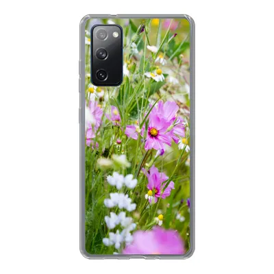Produktbild von MuchoWow® Handyhülle Schutzhülle Hülle für Samsung Galaxy S20 FE Blumen - Natur - Grün - Gras - Lila - Weiß Silikon Softcase Handy Hülle - Abdeckung