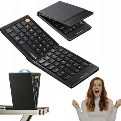Produktbild von ProtoArc XK04 Faltbare QWERTZ Tastatur mit Kunstleder Hülle Schwarz