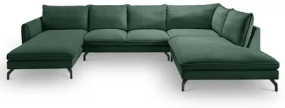 Produktbild von Sofa "Palma" in grün Cord Ecksofa U-Form 202 x 361 cm
