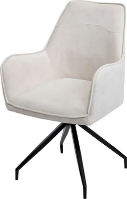 Immagine prodotto di Sedia da pranzo HWC-K15, sedia da cucina sedia imbottita con braccioli, tessuto/tessuto metallo ~ crema-beige