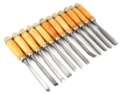 Produktbild von Schnitzwerkzeug-Set aus Holz, 12-teilig, Professionelle Holzschnitzerei