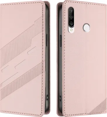 Produktbild von Hülle für Huawei P30 Lite, Kunstleder Brieftaschen Handyhülle mit Kartenfach und Standfunktion Pink