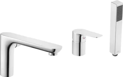 Produktbild von BADLAND Badewannenarmatur Wasserhahn DOKOS Wannenarmatur für Badezimmer in Silber