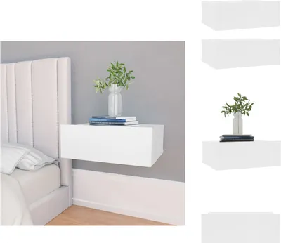 Image de vidaXL Tables de chevet suspendues 2 pcs. Blanc 40x30x15 cm Bois composite - Tables de chevet