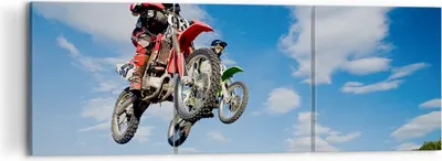 Produktbild von Bild auf Leinwand - Leinwandbild - Motorrad Reiter Himmel - 120x40cm - Wand Bild - Wanddeko - Leinwanddruck - Bilder - Kunstdruck - Wanddekoration - Leinwand bilder - Wandkunst - CA120x40-0126