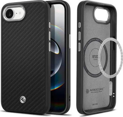 Produktbild von Spigen Enzo Aramid, Cover, Apple, iPhone 16e, 15,5 cm (6.1"), Schwarz