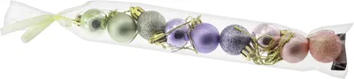 Produktbild von Weihnachtskugeln aus Kunststoff Ø 2,5 cm grün-lila-rosa 9 Stück