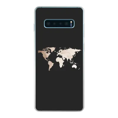 Produktbild von MuchoWow® Handyhülle Schutzhülle Hülle für Samsung Galaxy S10 Plus Weltkarte - Leder - Schwarz Silikon Softcase Handy Hülle - Schutzhülle