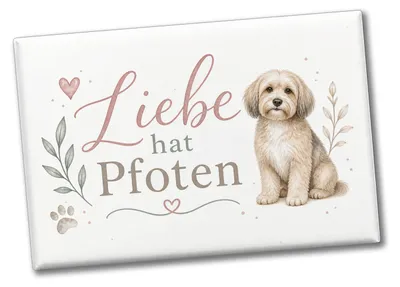 Produktbild von Souvenir Magnet Liebe hat Pfoten - Dekomagnet für Tierliebhaber Mit Spruch: