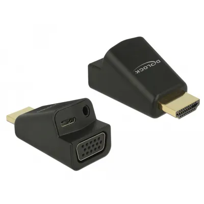 Produktbild von Delock Adapter HDMI-A Stecker > VGA Buchse mit Audio (screwless)