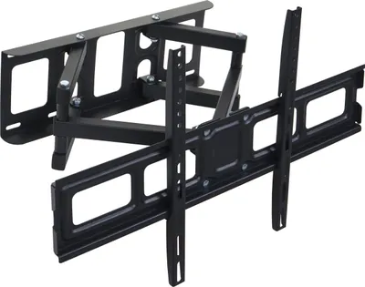 A black metal TV wall mount is shown against a white background.