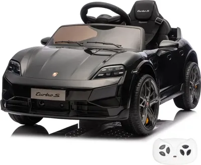 Produktbild von Porsche Taycan Turbo S Kinder Elektroauto 12V (1–5 Jahre) – Offiziell Lizenziert, mit Fernbedienung, LED & Soft-Start – Kinder Elektrofahrzeug – Schwarz