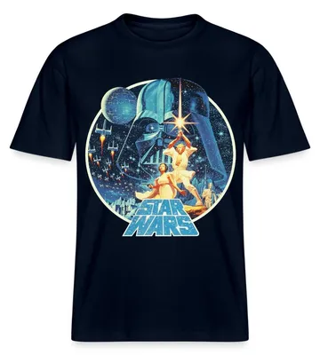 Produktbild von Star Wars Galaxie Mit Ikonischen Charakteren Relaxed Fit Uni T-Shirt, M, Navy