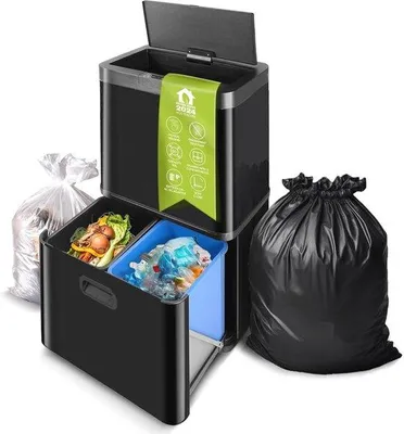 Produktbild von Edelstahl-Müllbehälter 60l kontaktlos mit Geruchsfiltersystem