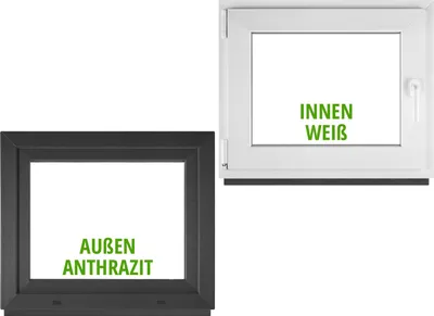 Produktbild von BAU PLAZA Kellerfenster BxH 95 x 55 cm / 950 x 550 mm DIN Links Außen Anthrazit / Innen Weiß – Dreh-Kipp Fenster – 2-fach Verglasung 32 mm – Wärmeschutz & Schallschutz – PVC Kunststofffenster