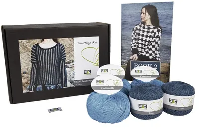 Strickset Landschaft, Leinen-Baumwolle, M, Indigo/Blau