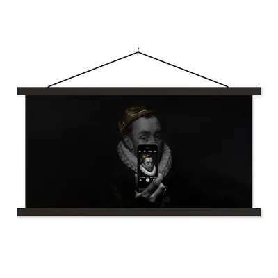Produktbild von MuchoWow® Textilposter Wilhelm von Oranien - Adriaen Thomasz - Schwarz - Weiß 60x30 cm mit schwarzem Rahmen - Textilien