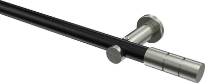 Produktbild von Interdeco Gardinenstange / Vorhangstange Schwarz / Edelstahl-Optik, Typ Platon Elanto (Rillenzylinder) ohne Ringe, 20 mm Ø 1-läufig, 260 cm
