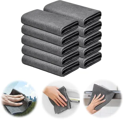 Produktbild von 10 verdickte, magische Reinigungstücher, wiederverwendbare Mikrofasertücher für Auto, Glas, Küche, Geschirr, Badezimmer (30 * 30 cm)