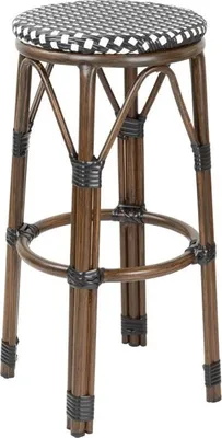 Produktbild von Bolero Pariser Stil PE Rattan Barhocker Schwarzer Punktmix (2 Stück)