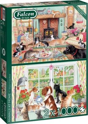 Produktbild von Falcon de Luxe Tiere zu Hause 2-Pack-Puzzle-Puzzle - 1000 Stück