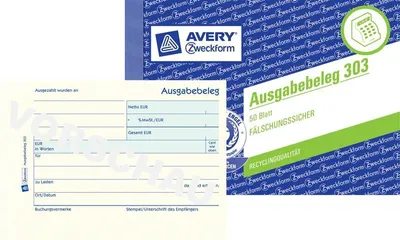 Image de 20x AVERY ZWECKFORM 303 Livret de formulaires "justificatif de sortie" A6 paysage jaune