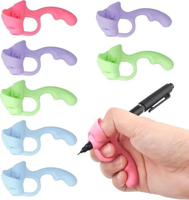 Produktbild von Kinderpotloodhouder, 8-teilig, ergonomisch, schrijfhoudingcorrector mit Kissen, für Peuters, Kleuters, Spezielle Lernhilfsmittel