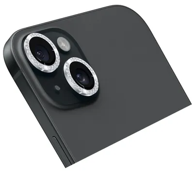 Immagine prodotto di Protezione per lenti della fotocamera Holdit, effetto glitter, per Apple iPhone 14 / 14 Plus - Argento