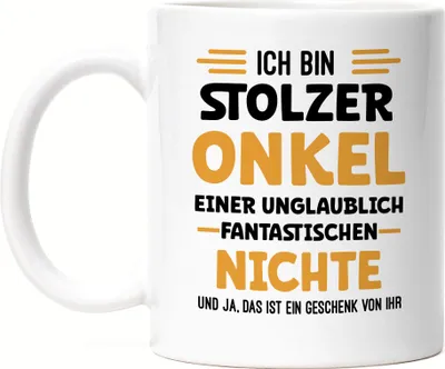Produktbild von Ich bin stolzer Onkel Tasse Weiß Geschenk Nichte Geburtstag Weihnachten