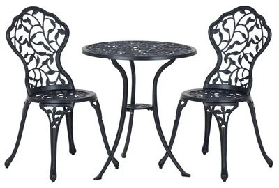 Obrázek produktu pro Sada balkonového nábytku – bistro set pro 2 osoby – stůl se 2 židlemi – hliníková slitina – černá barva