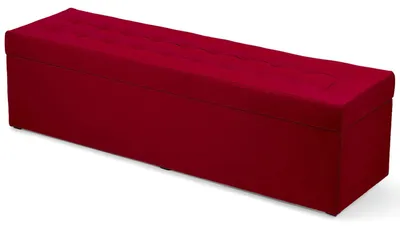 Obrázok produktu pre MG Design, červený čalúnený taburet, 45x160 cm - s úložným priestorom 190 litrov, nosnosť do 300 kg, matný povrch, ľahko udržiavateľný, vhodný do obývačky a predsiene
