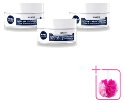 Imagen del producto de 3 unidades de crema facial intensiva para pieles sensibles Nivea Men - 50 ml cada una - Paquete económico