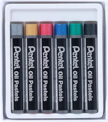 Immagine prodotto di PENTEL PHN-M6 Gesso a pastello a olio - 6 pezzi, assortiti metallici, scatola di cartone