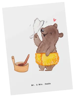 Produktbild von Mr. & Mrs. Panda Postkarte Saunameister Herz - Weiß - Geschenk, Grußkarte, Ansichtskarten, Postkarten, Ansichtskarte, einzelkarte