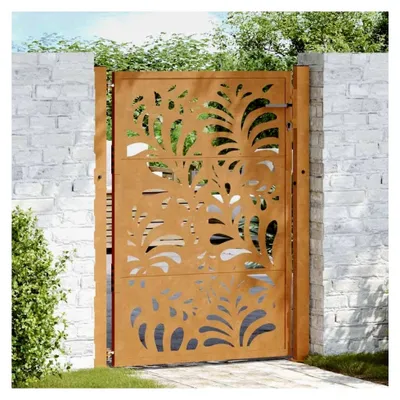Produktbild von Gartentor Zauntor Outdoor Tor Eisentor Sicherheitstor Einfahrtstor Metall 105x130 cm Wetterfester Stahl Wellen-Design